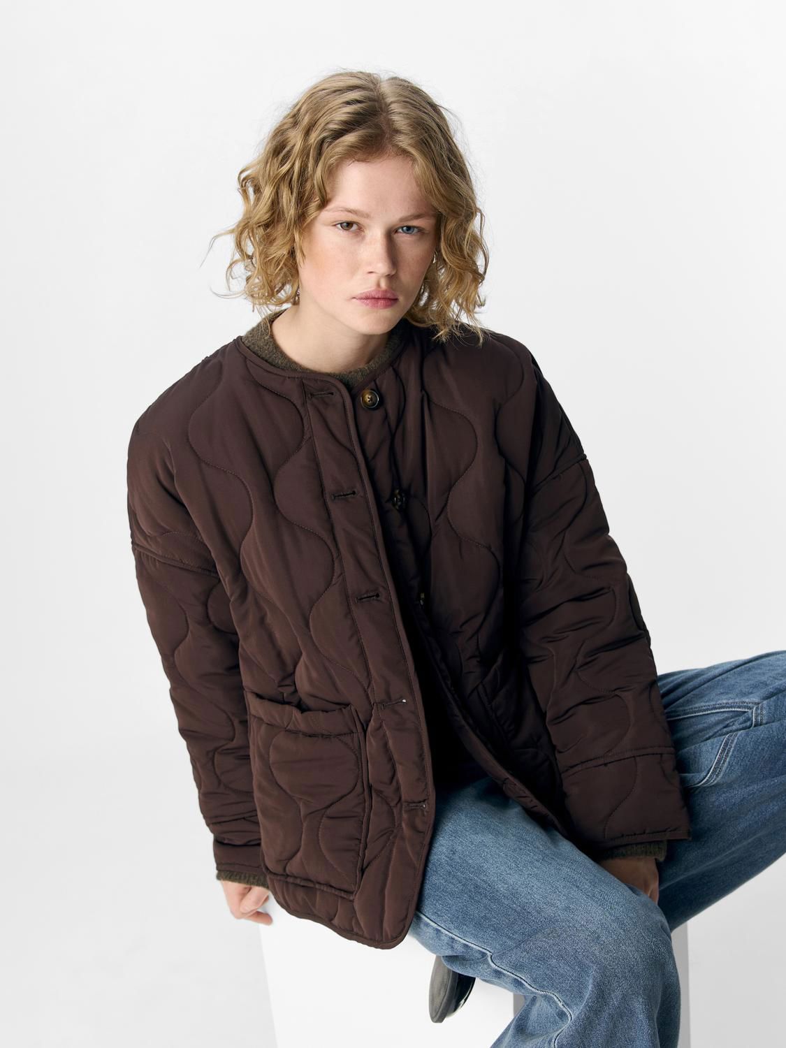 Objallie Ls Lo Quilted Jacket Noos Brun