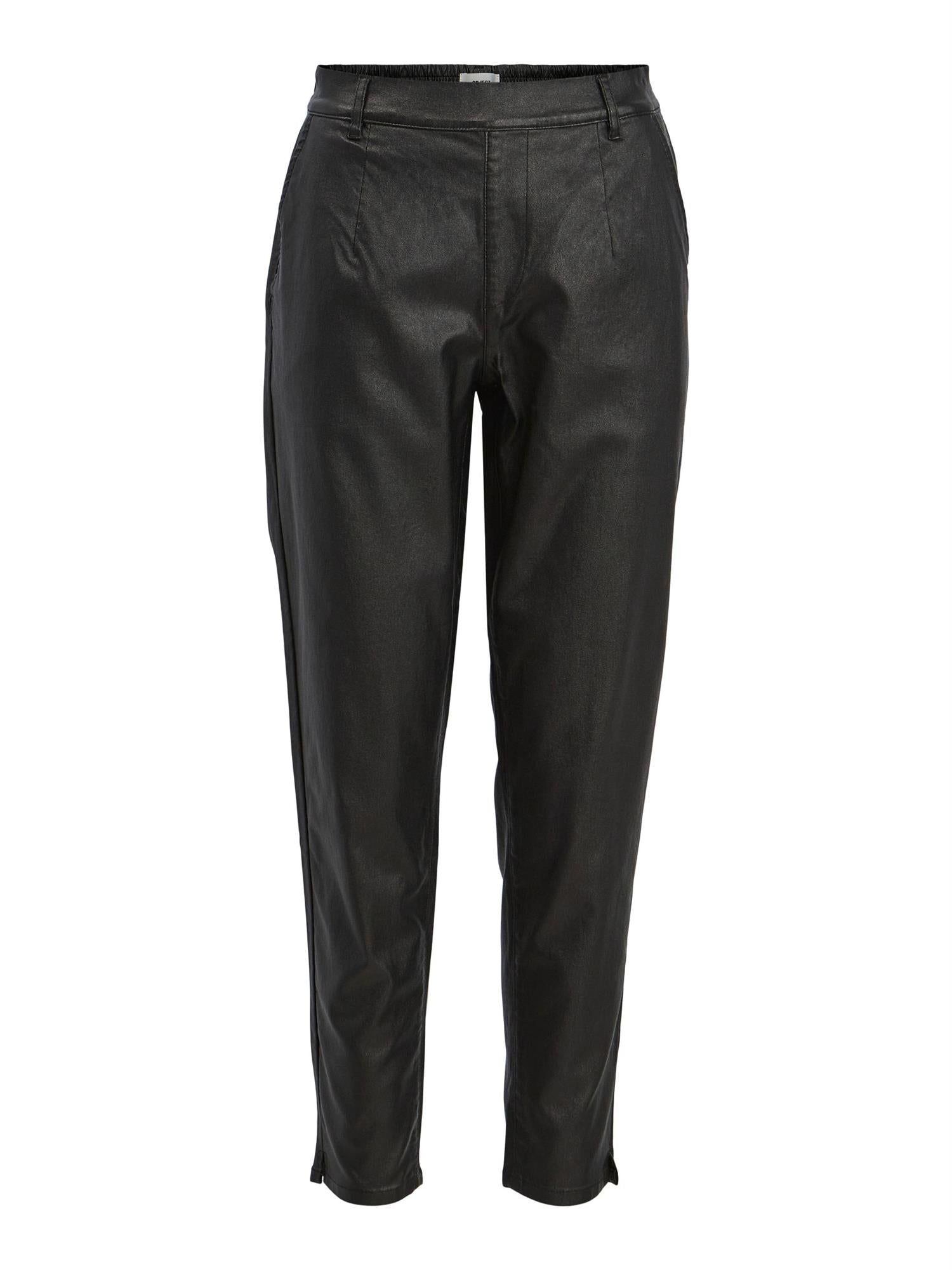OBJBELLE LISA COATED PANT NOOS Sort
