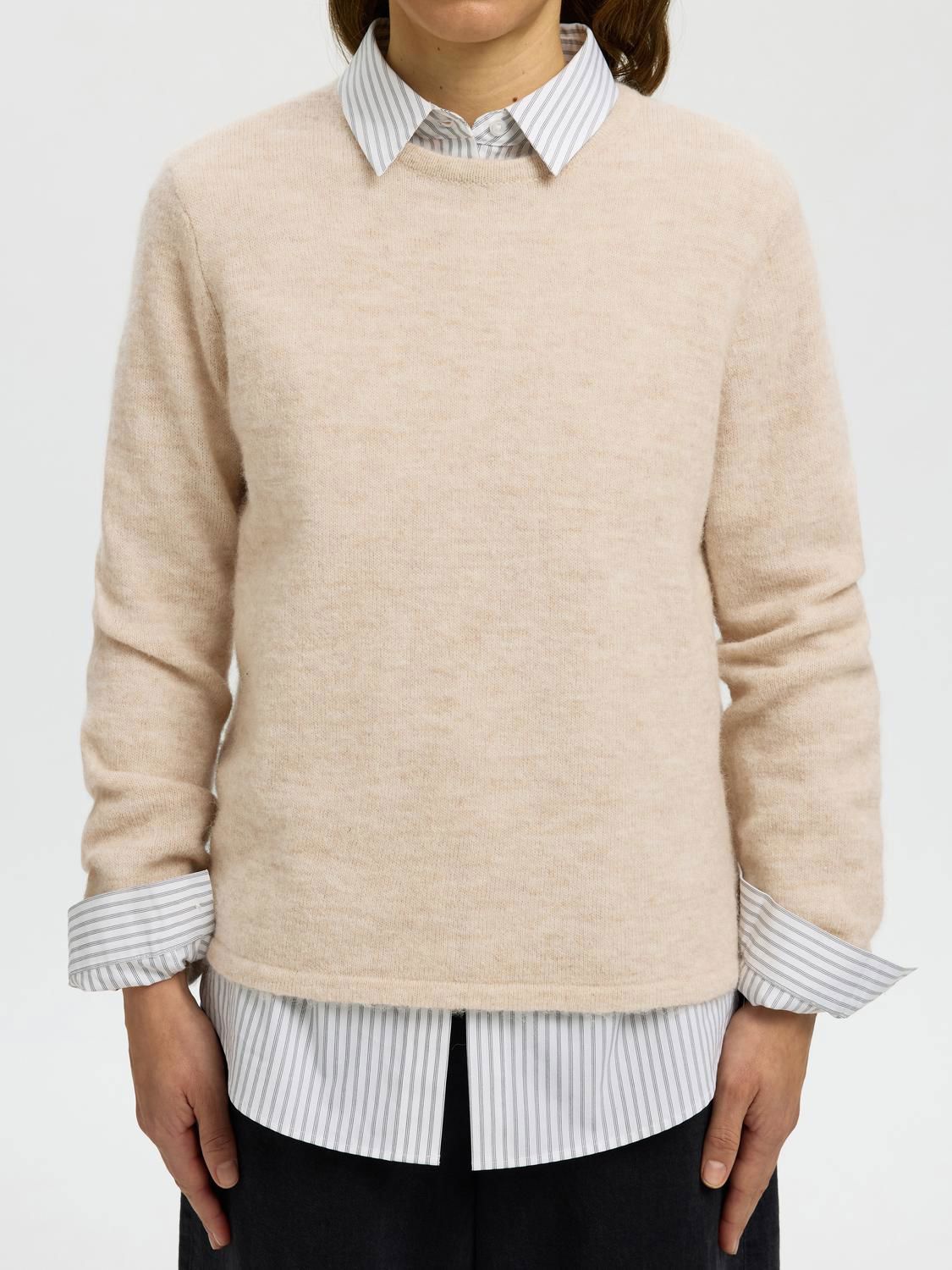 Slwlulu New Ls Knit O-Neck Noos Beige