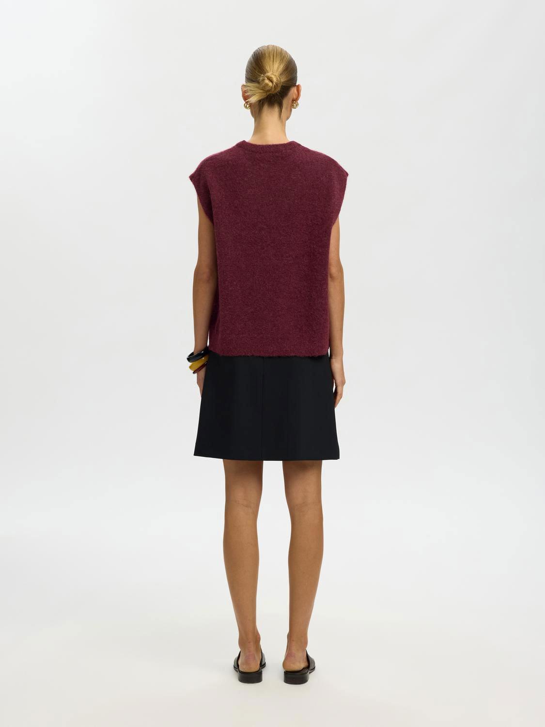 Slwlulu Sl Knit Vest Noos Burgunder