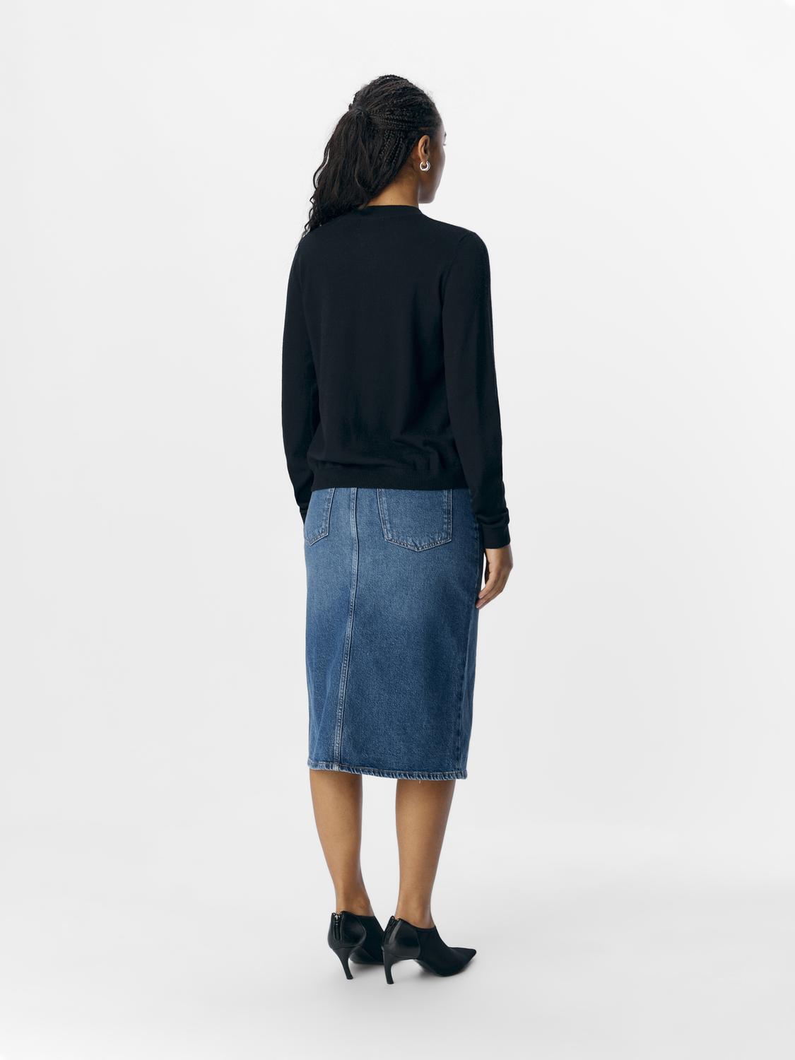 Objthess L/s Short Cardigan Noos Sort