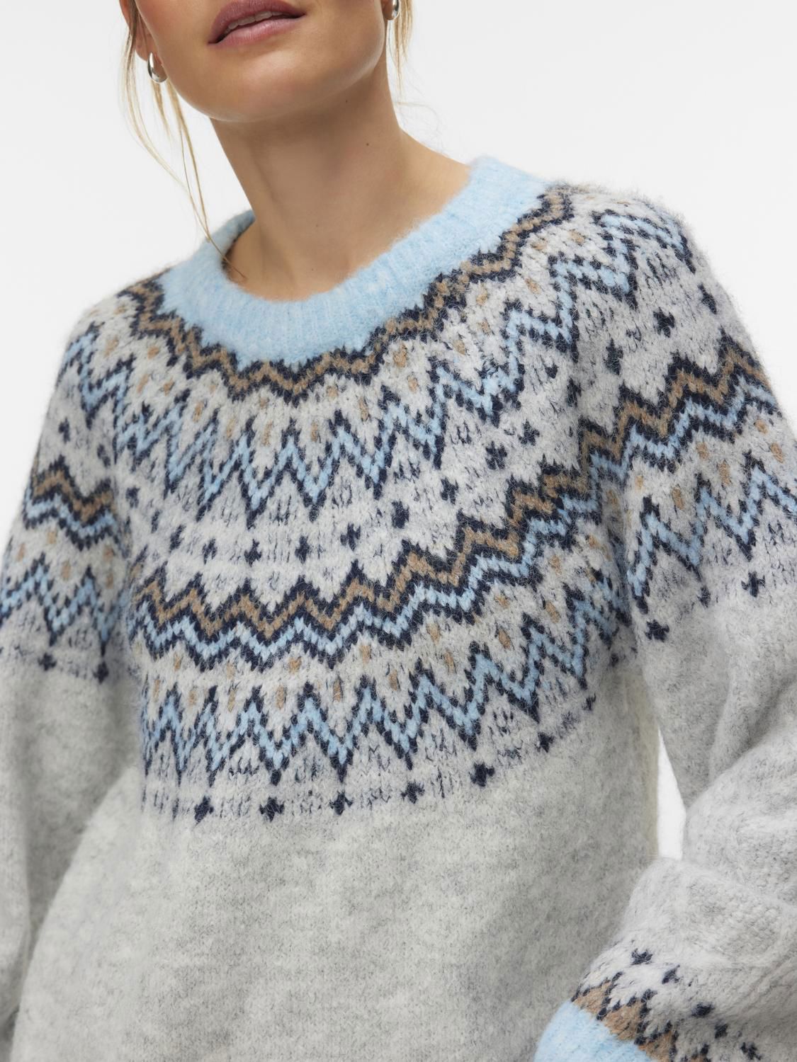 Vmjuliana Ls O-Neck Pullover Boo Grå