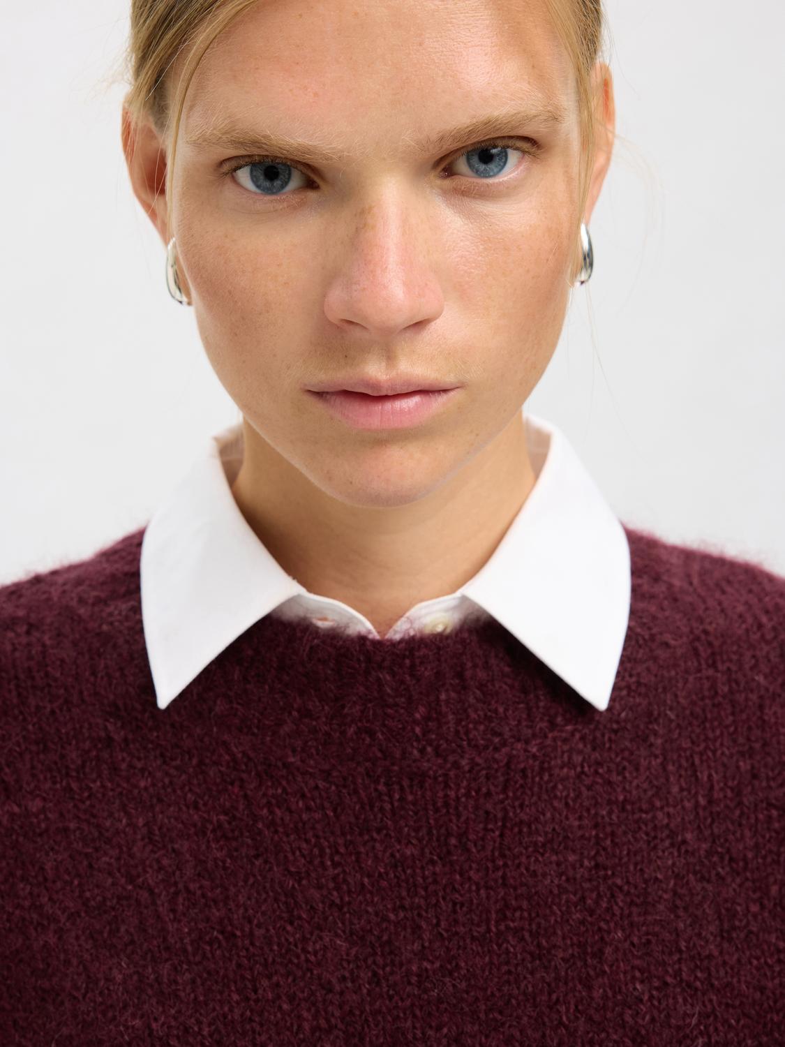 Slfgabriella Ls Knit New O-Neck Noos Mørkelilla