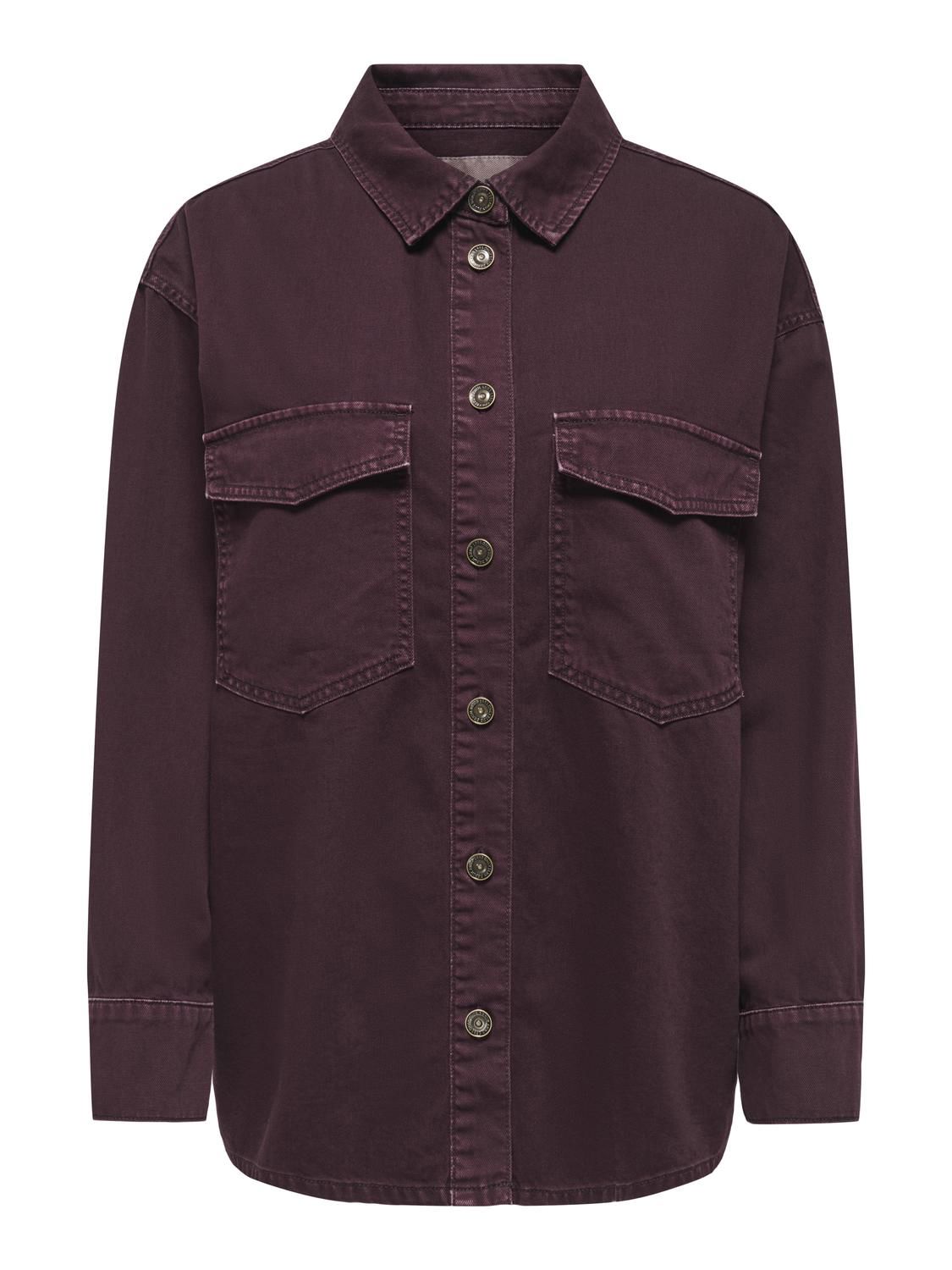Onlsilla L/s Shacket Cc Pnt Burgunder