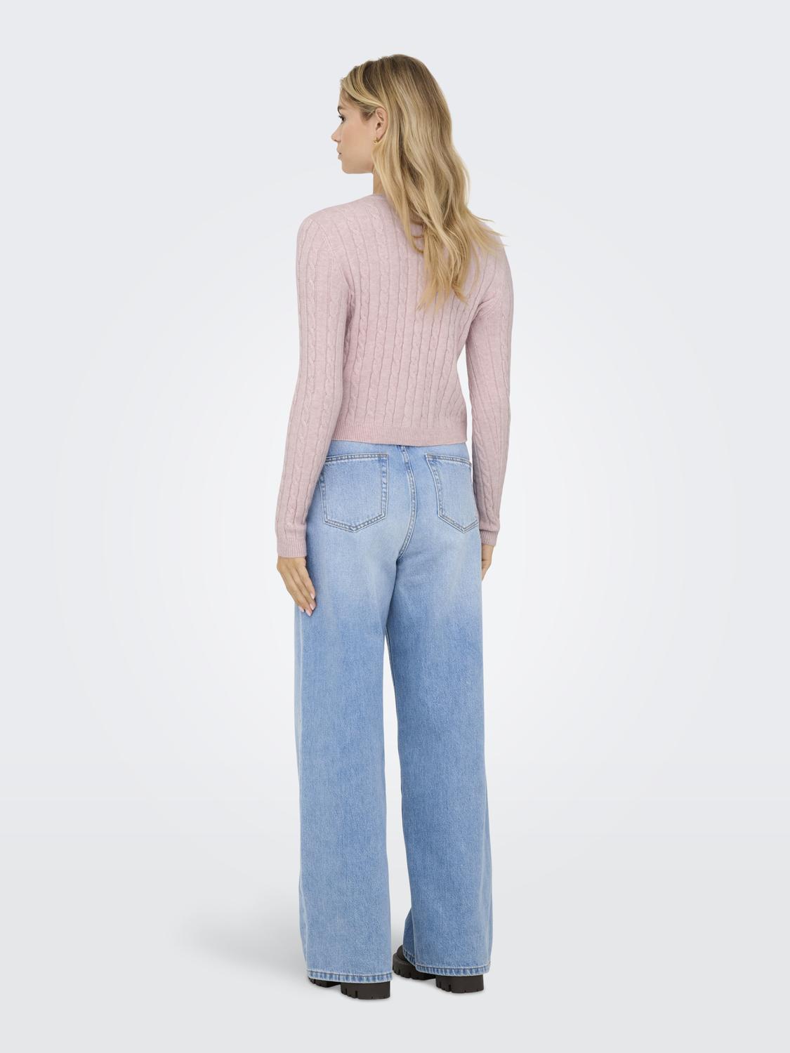 Onlkatia Ls Cable Button Cardigan Cc Knt Rosa