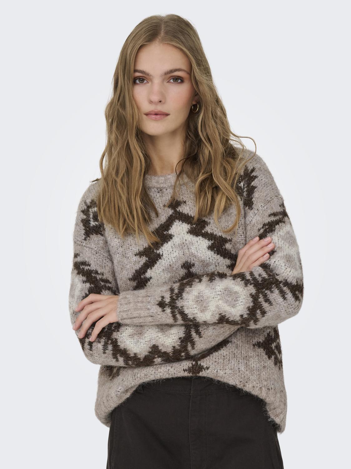 Onlazu Ls Jq O-Neck Cc Knt Lysebrun