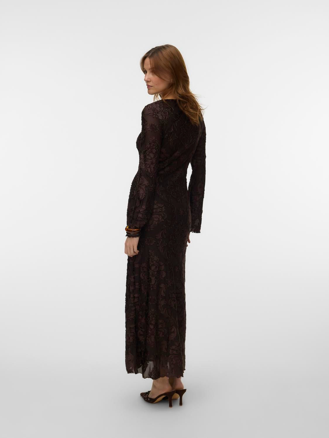Awdakota Ls O-Neck Ankle Dress Brun