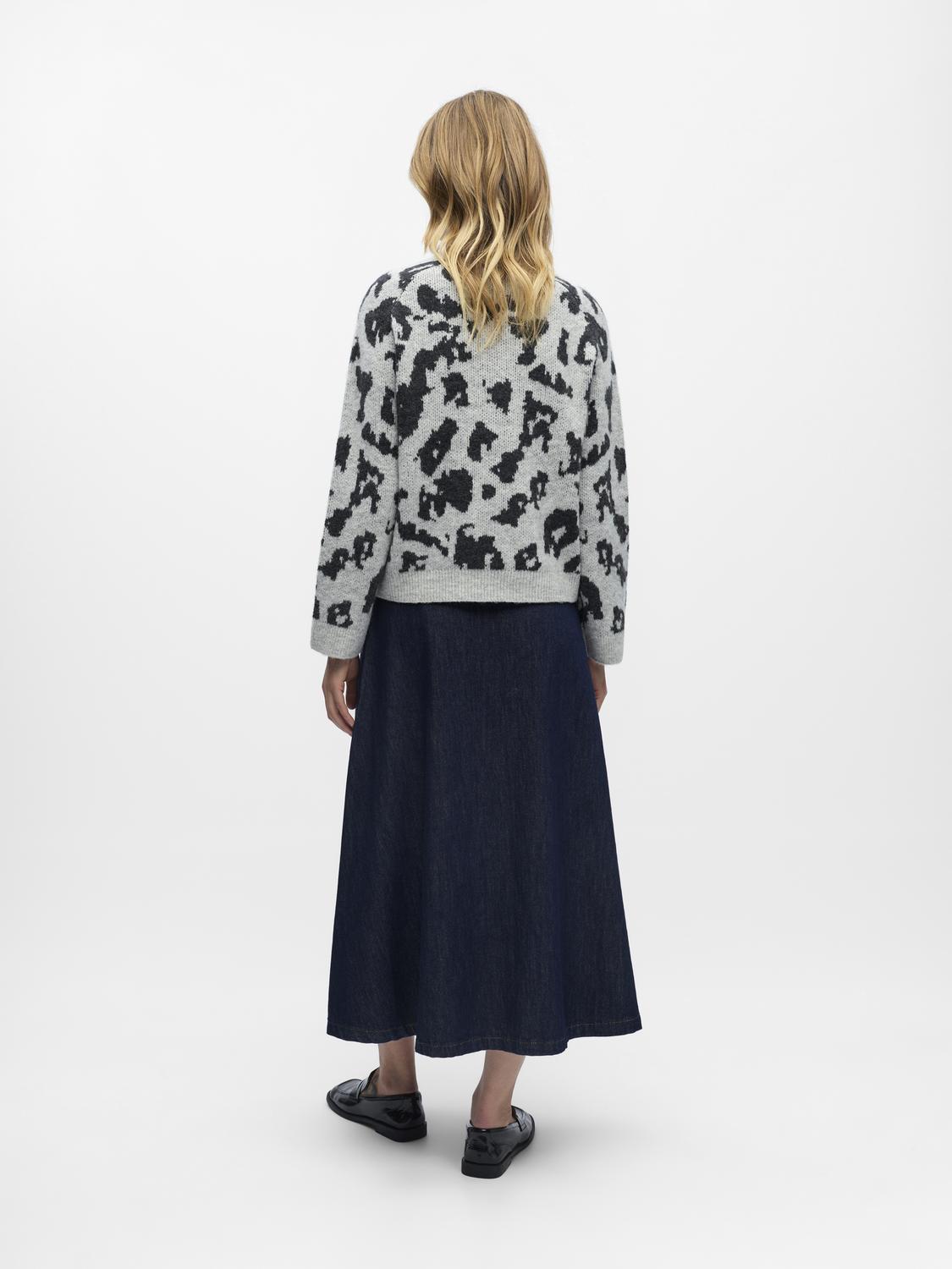 Objdiana Ls Re O-Neck Knit Noos Lysegrå