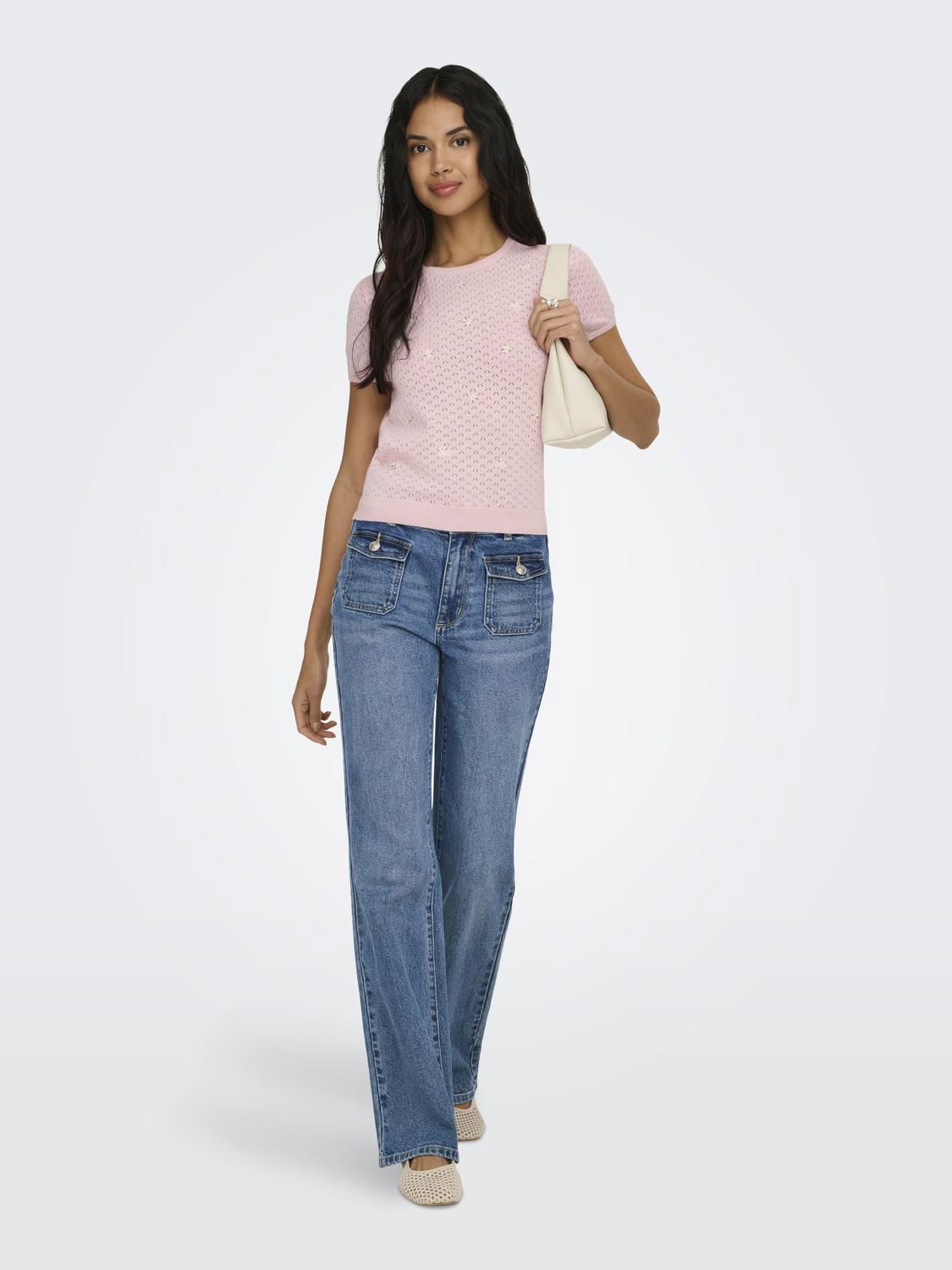 Onlluna Ss O-Neck Knt Rosa