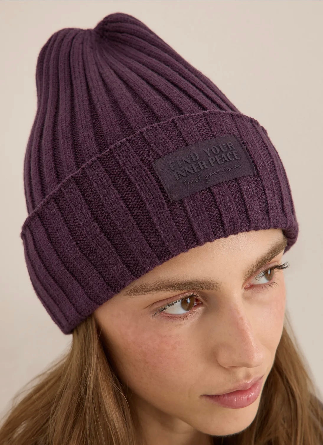 Solid knit cap Plomme