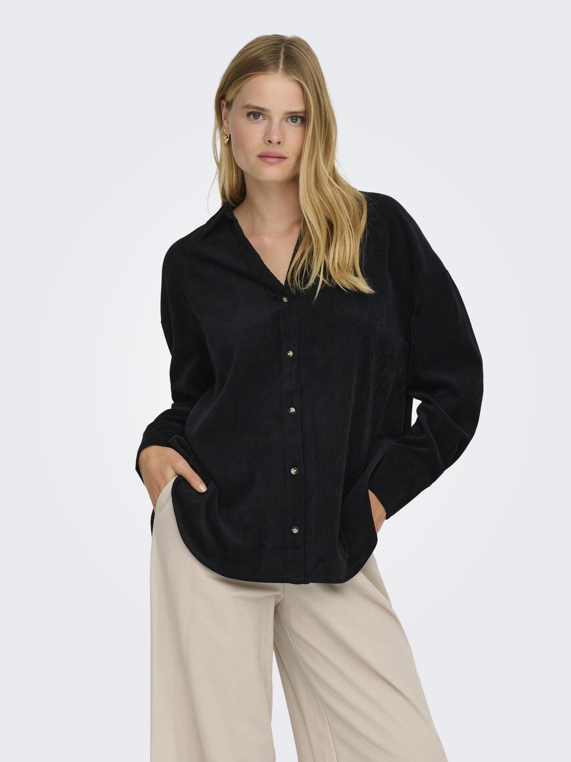 Onlmarike Life L/s Cord Loose Shirt Pnt Sort