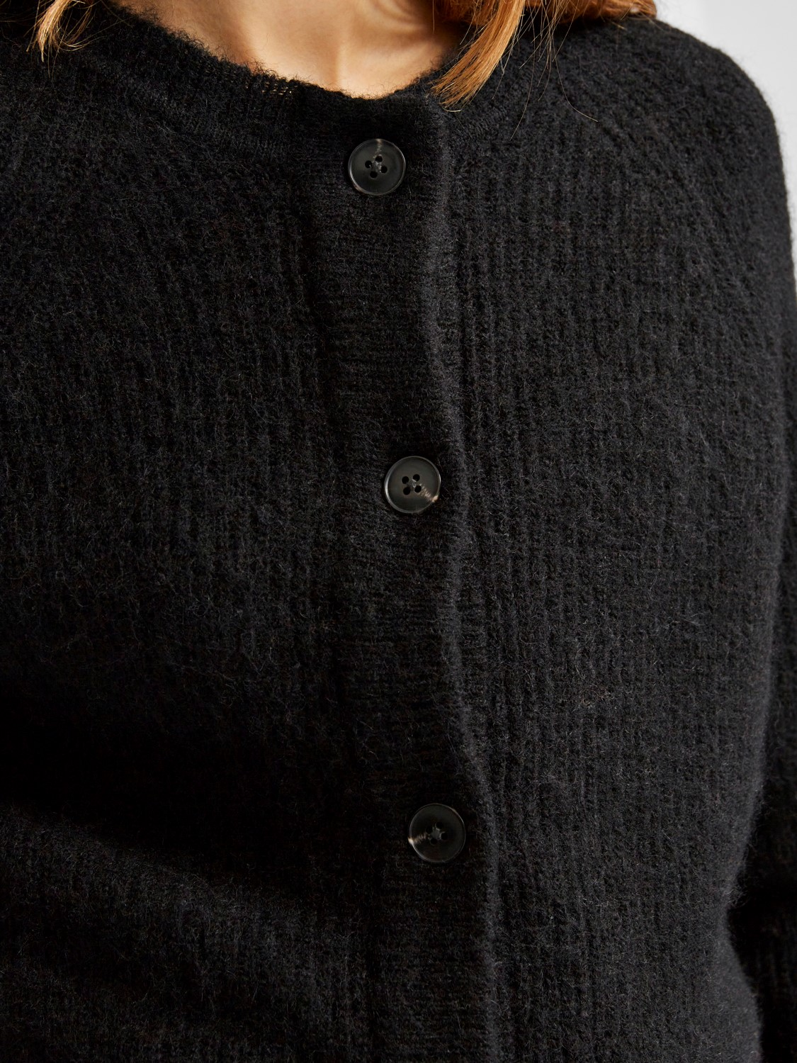 SLFLULU LS KNIT SHORT CARDIGAN NOOS Sort