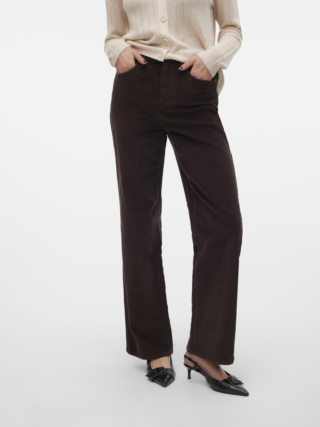 VMTESSA HR WIDE CORDUROY PANTS NOOS Mørkebrun
