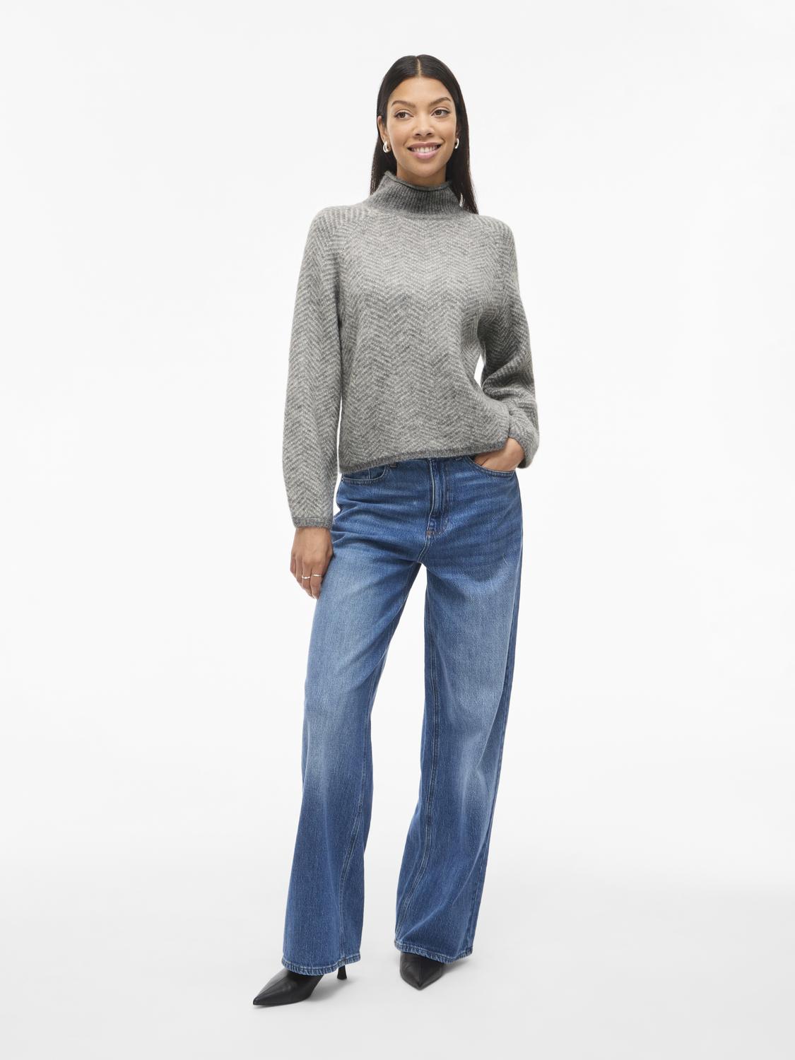 Vilory High Neck L/s Knit Top - Noos Mellomgrå