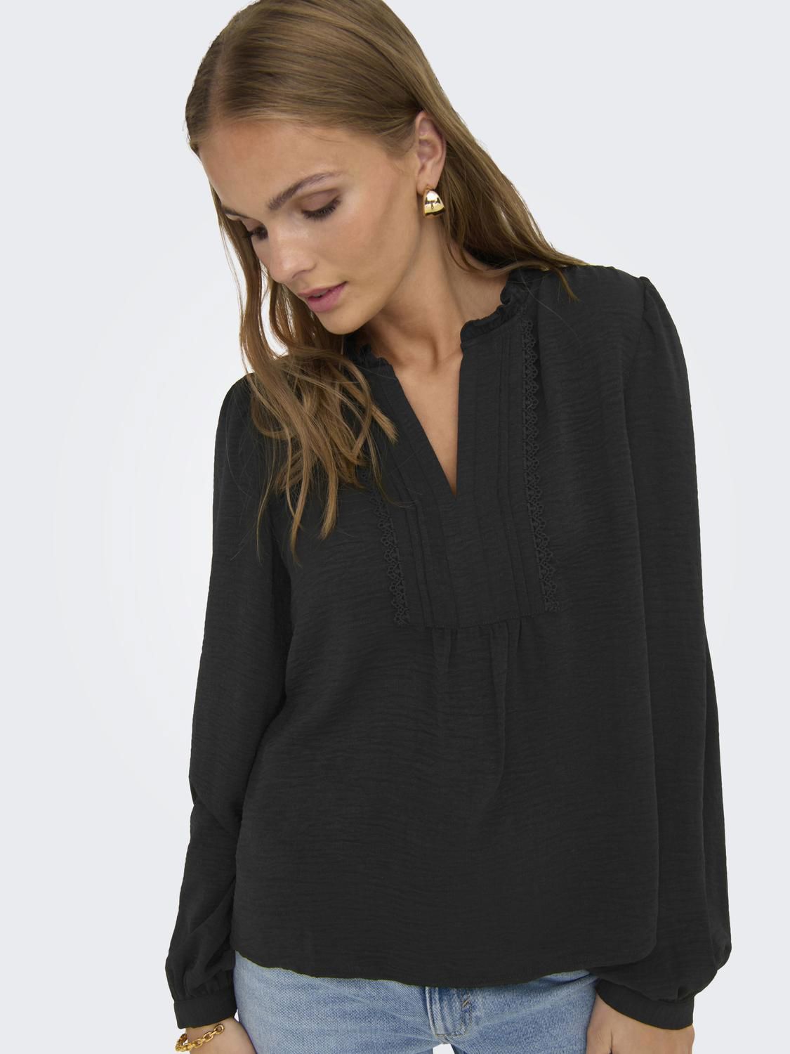 Jdyrachel Life L/s Pintuck Top Wvn Noos Sort