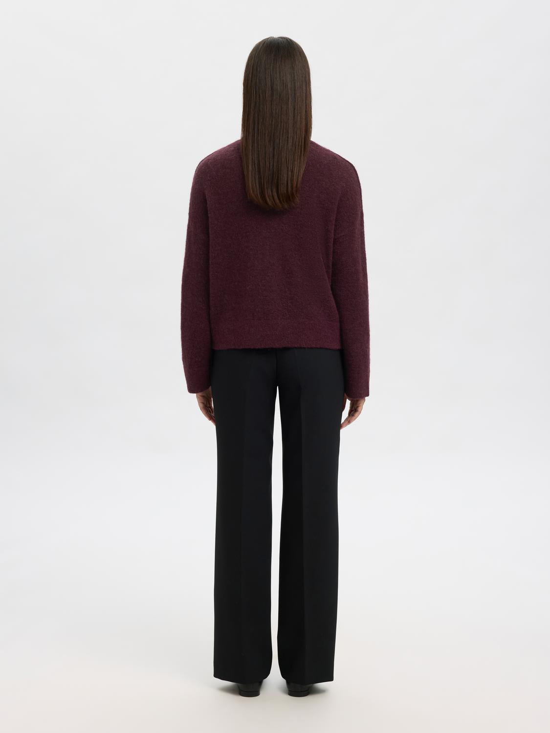 Slfsia Ras Ls Knit Zipper Cardigan Noos Mørkelilla