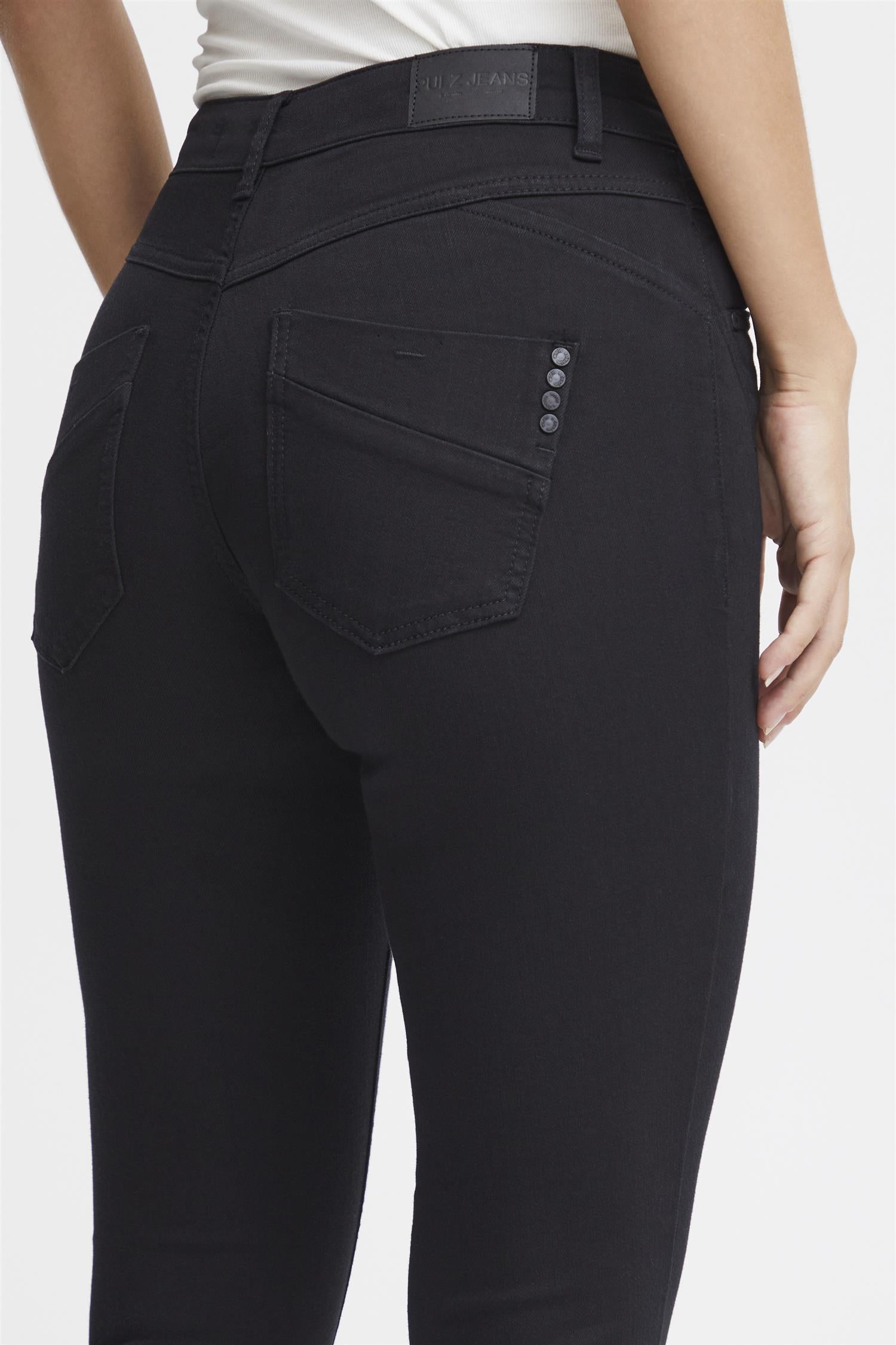 Pzcarmen Hw Jeans Skinny Leg Black Denim