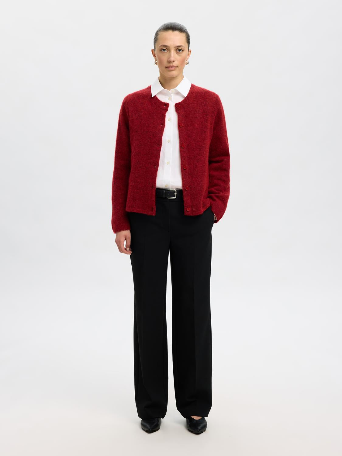 Slflulu New Ls Knit Cardigan Noos Rød