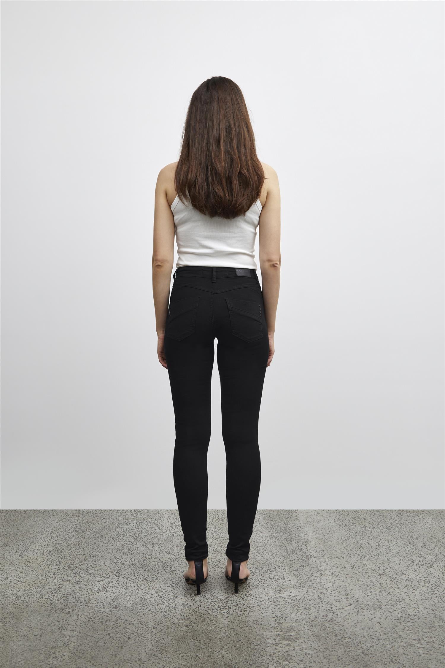 Pzcarmen Hw Jeans Skinny Leg Black Denim