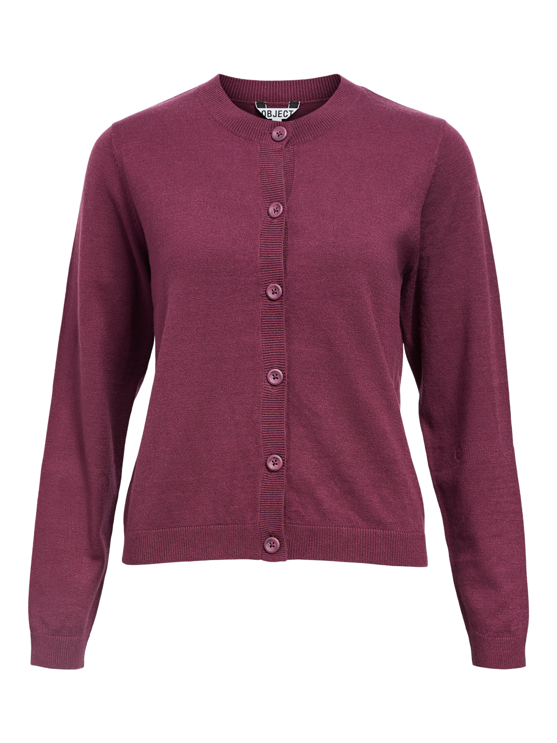 Objthess L/s Short Cardigan Noos Mørkelilla