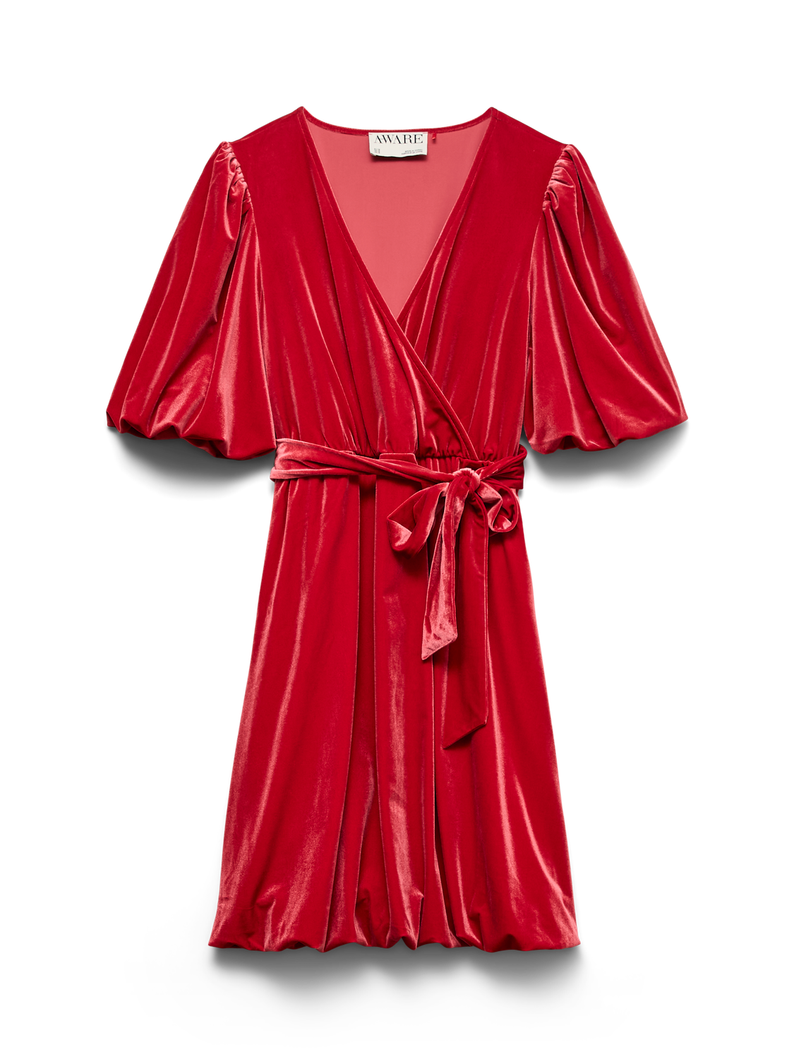 Awbeatricia 2/4 V-Neck Short Dress Mellomrød