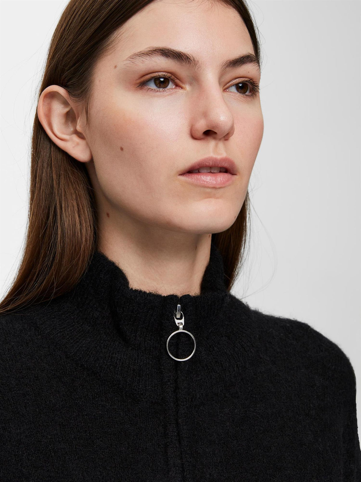 SLFSIA RAS LS KNIT ZIPPER CARDIGAN Sort