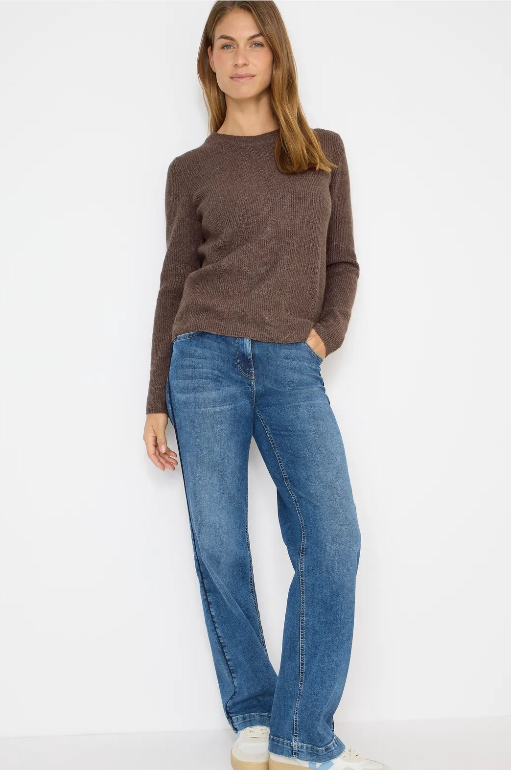 Cosy rib-mix sweater Brun