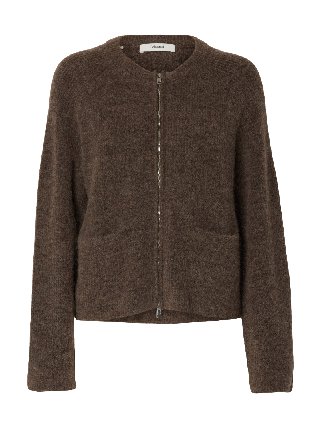 Slfsia Ras Ls Knit Short Cardigan Brun