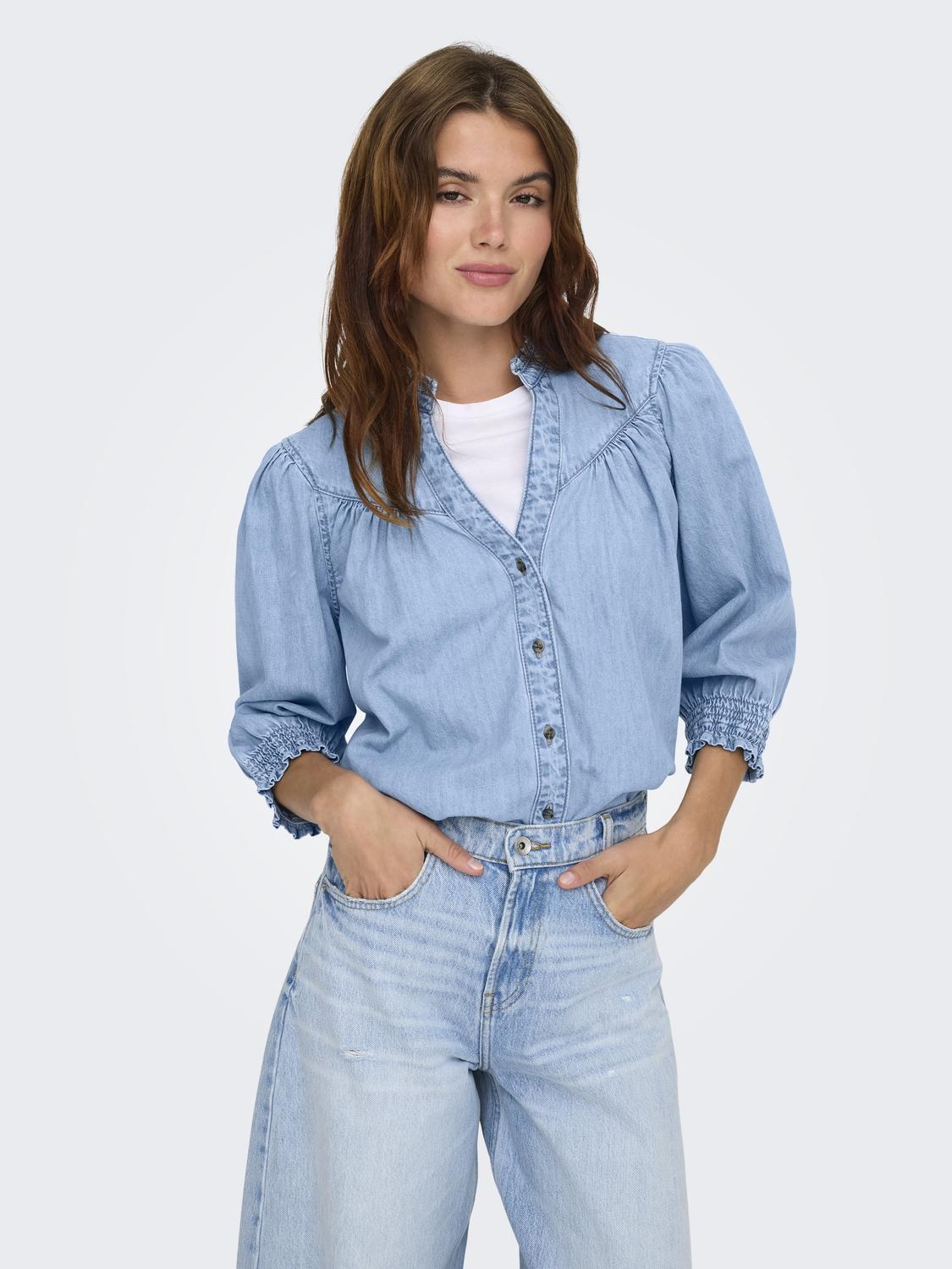 Onlraya 3/4 Shirt Dnm Akm Noos Blå