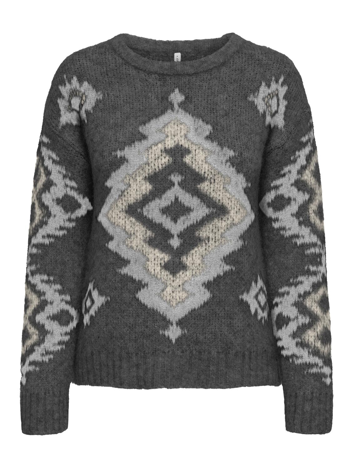 Onlazu Ls Jq O-Neck Cc Knt Mørkegrå