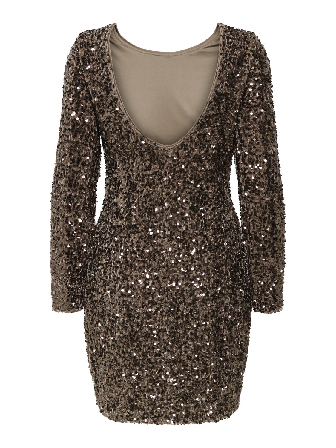 Onlconfidence L/s Deep Sequins Dressjrs. Brun