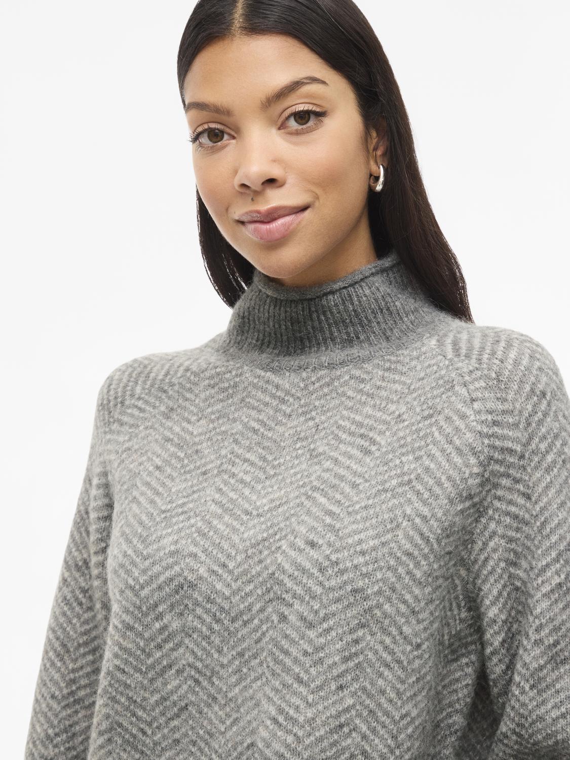 Vilory High Neck L/s Knit Top - Noos Mellomgrå