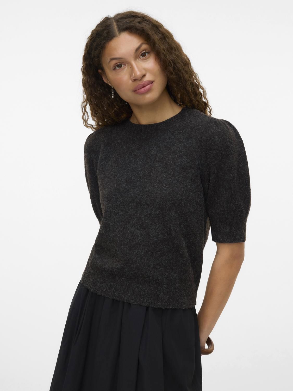 Vmdoffy 2/4 O-Neck Pullover Ga Noos Brun