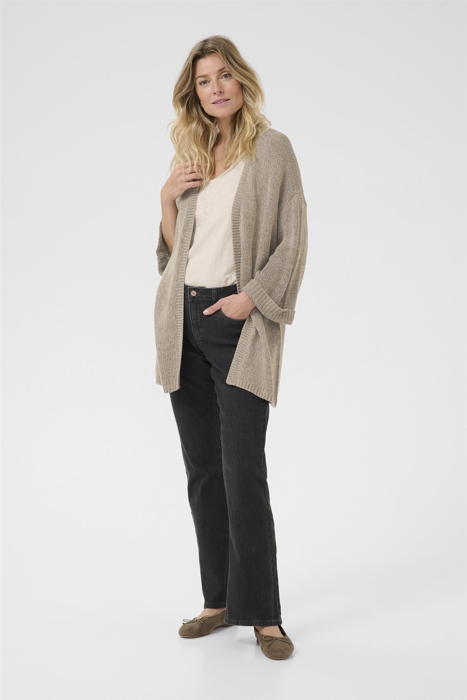 Crnixy Knit Kimono Fossil Melange