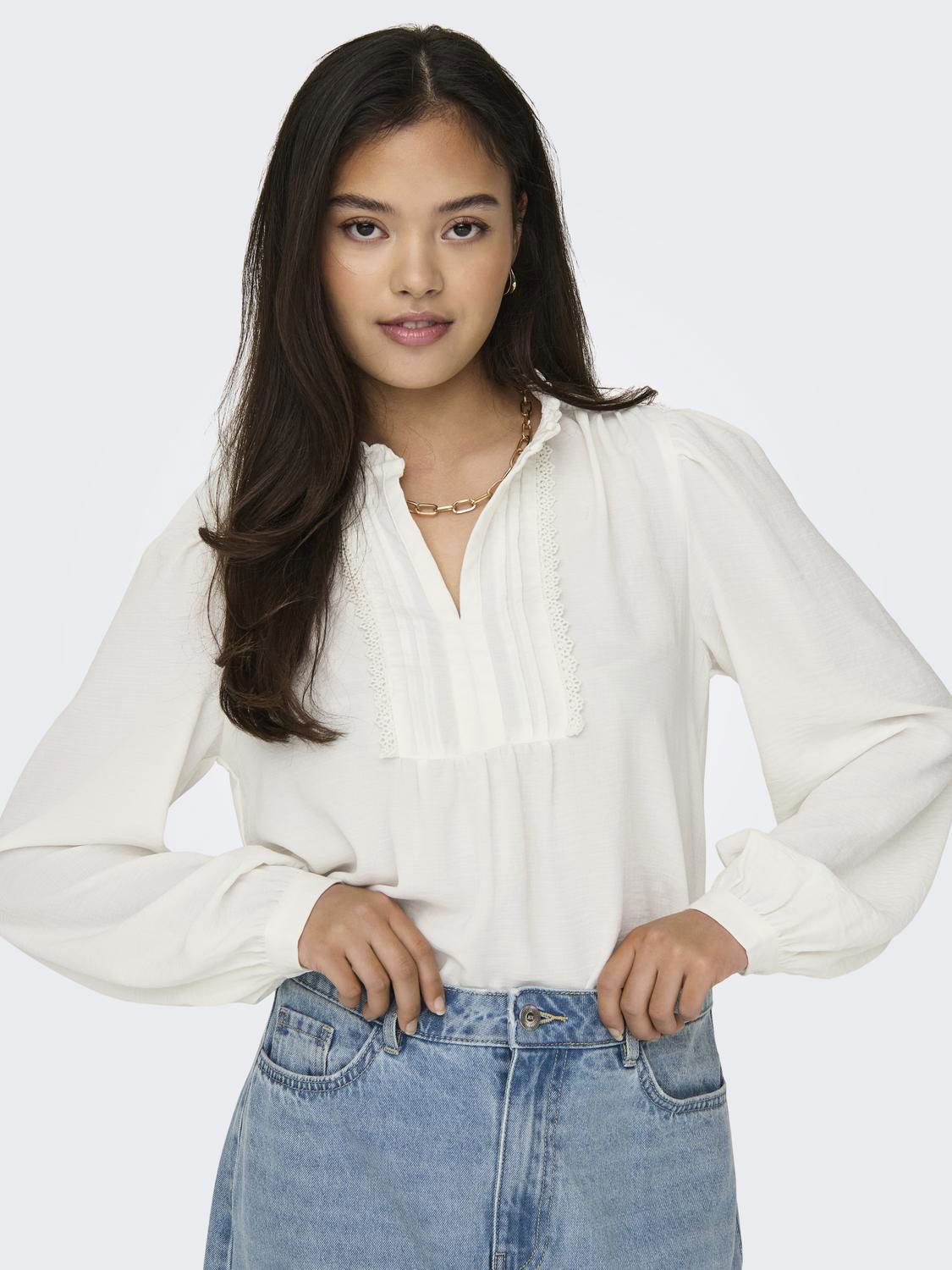 Jdyrachel Life L/s Pintuck Top Wvn Noos Hvit