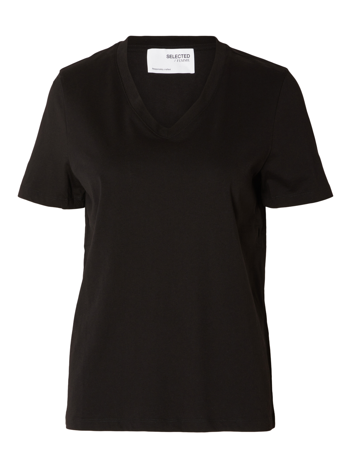 SLFMYESSENTIAL SS V-NECK TEE NOOS Sort