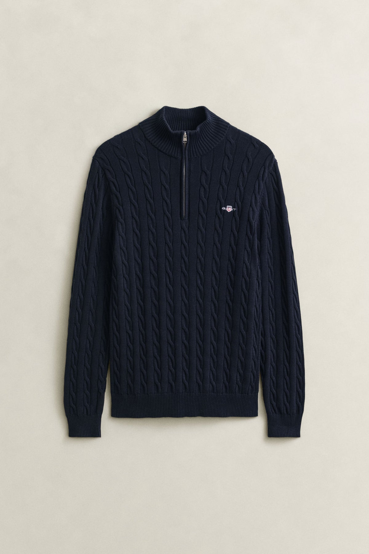 Cable Knit Half-Zip Sweater Blå