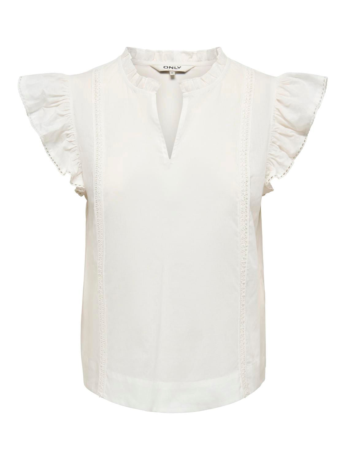 Onltea-Idris S/l Frill Tape Top Wvn Hvit