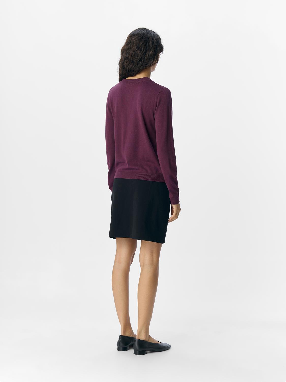 Objthess L/s Short Cardigan Noos Mørkelilla