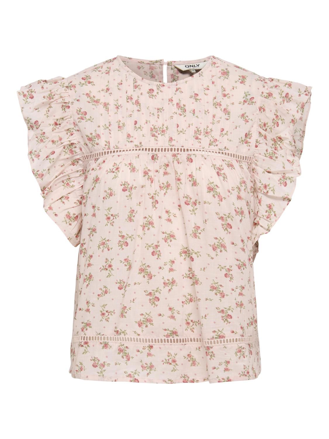 Onlasha Sl Frill O-Neck Top Ex Wvn Rosa