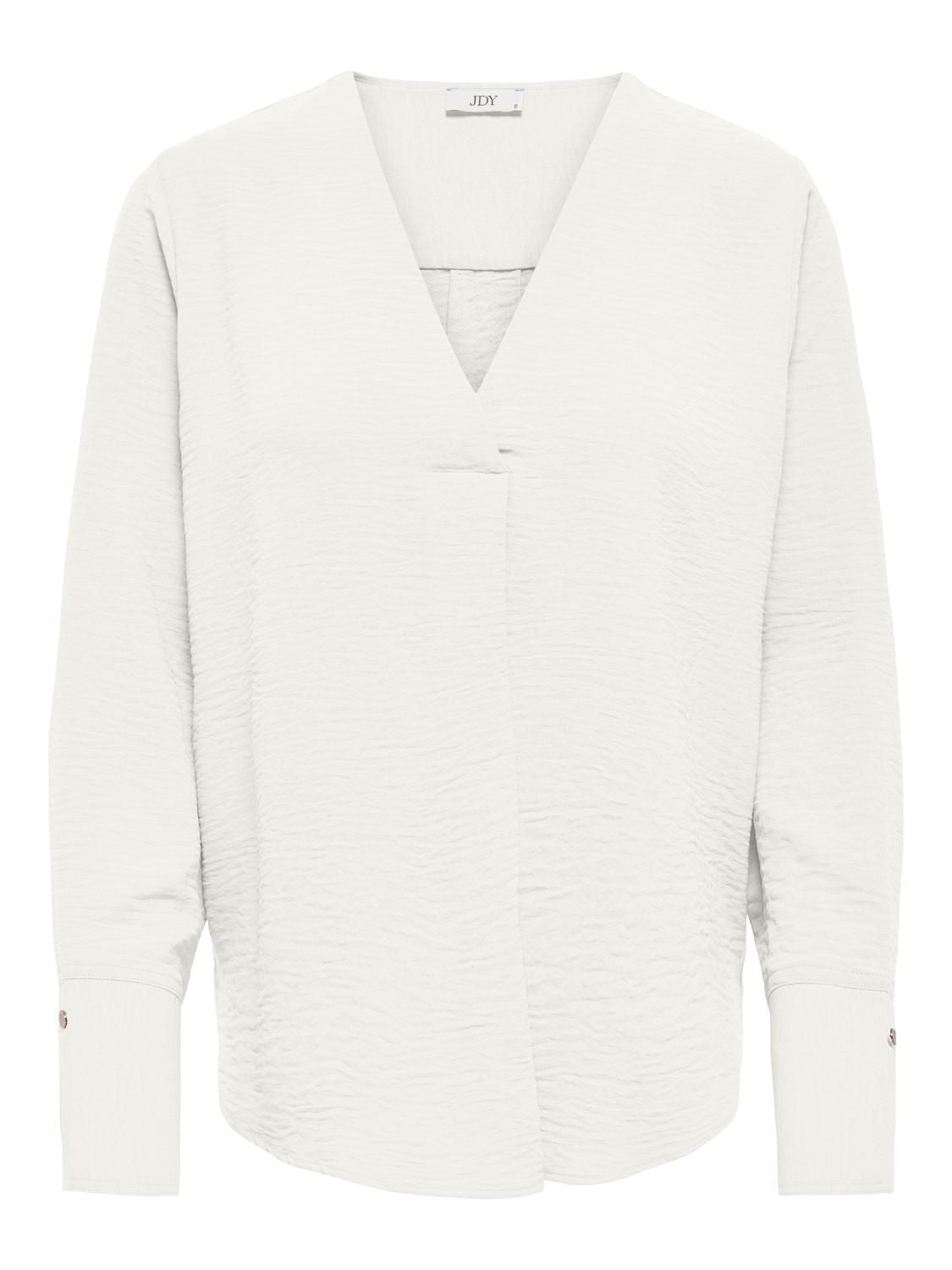 Jdylion L/s V-Neck Top Wvn Hvit