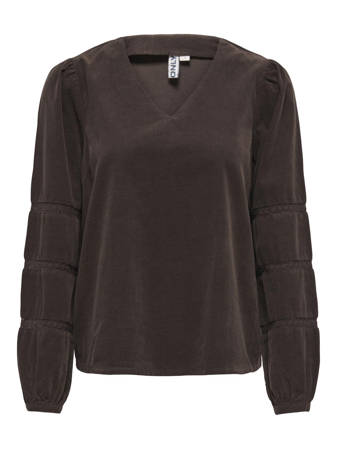 Onlaime L/s Cord Tape Blouse Pnt Ox Mørkebrun