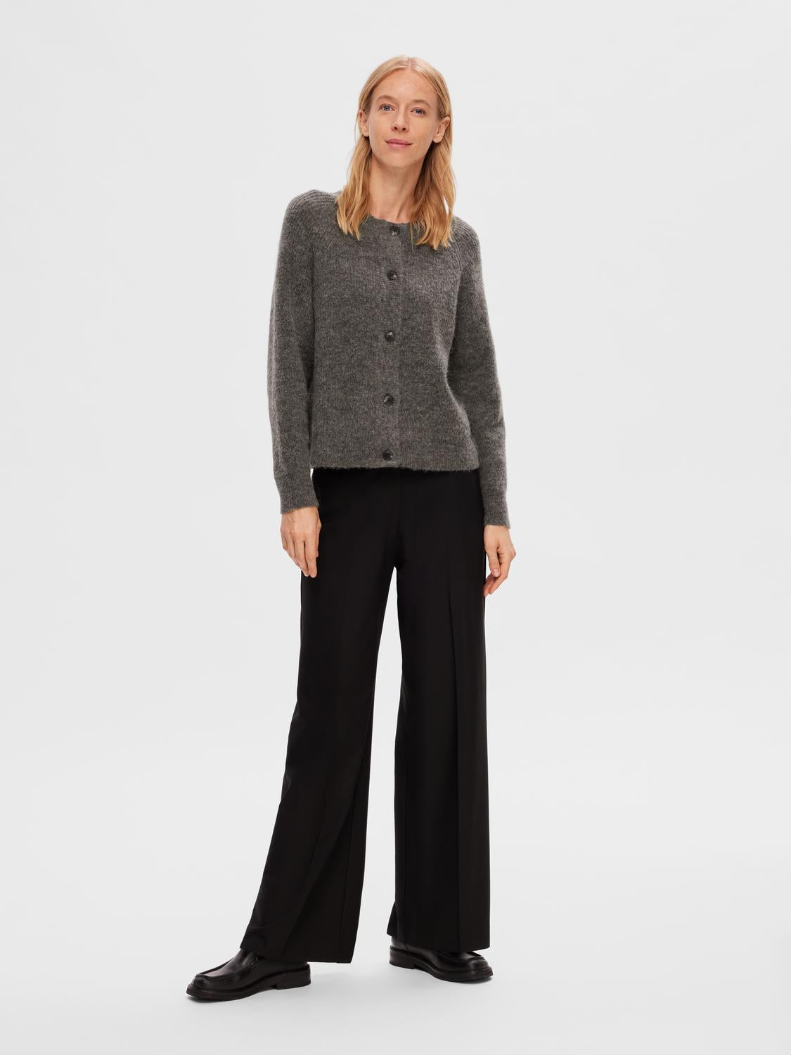 Slflulu Ls Knit Short Cardigan Noos Grå