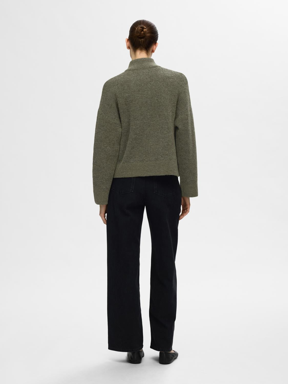 SLFSIA RAS LS KNIT ZIPPER CARDIGAN Grønn