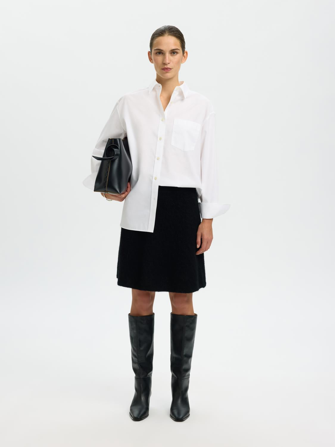 Slflulu Brushed Hw Knit Skirt Svart