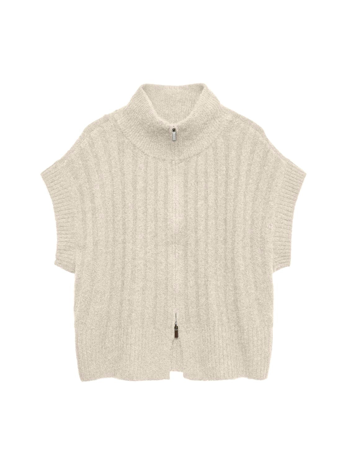 Vmbang Rib Sl Highneck Zipper Vest Noos Grå
