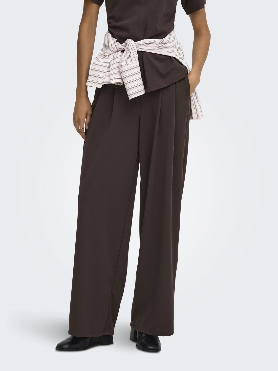 Onlbang Pleat Wide Pant Jrs Brun