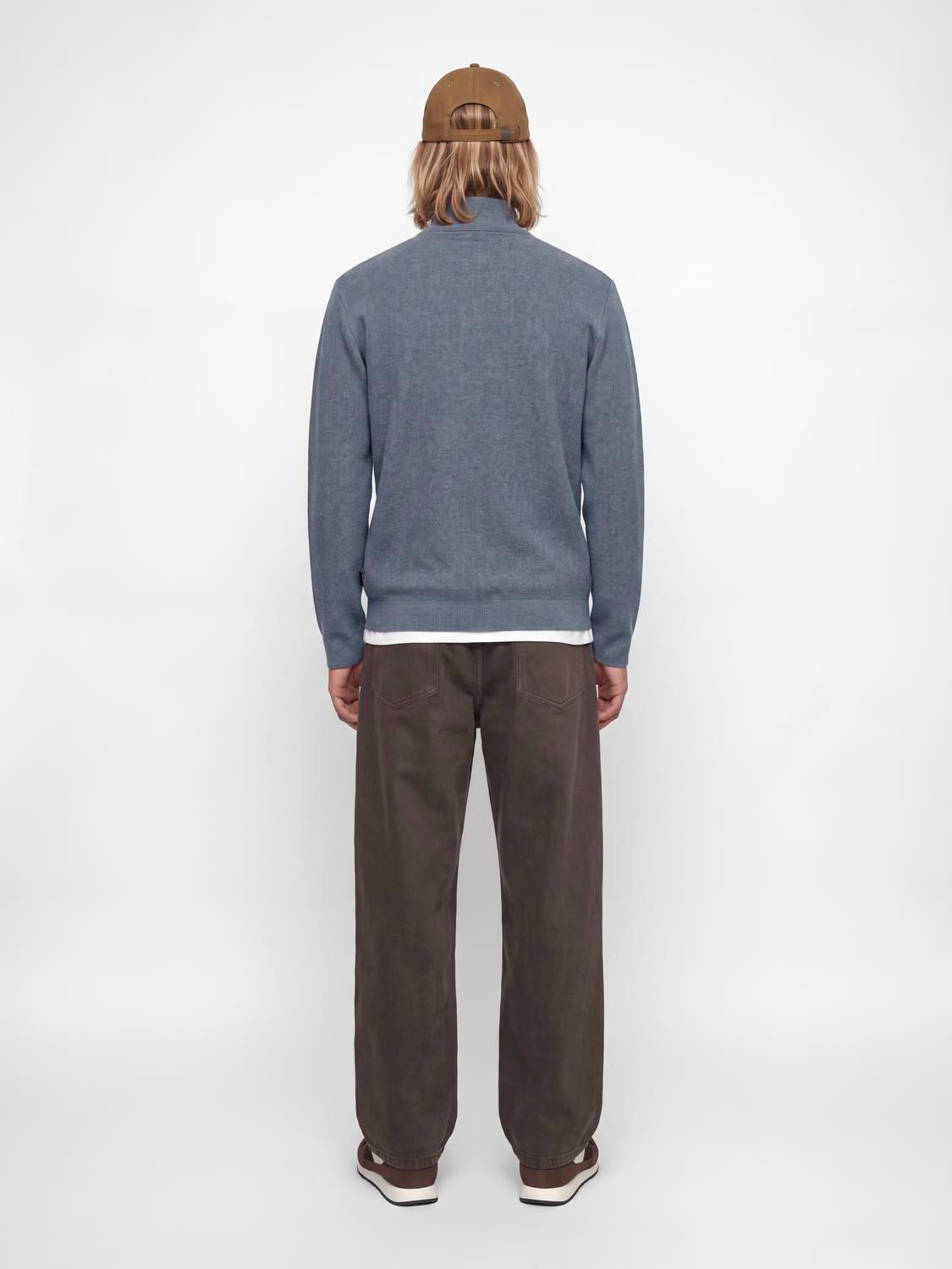 Jprmilano Stitch Knit Half Zip Sn Grå