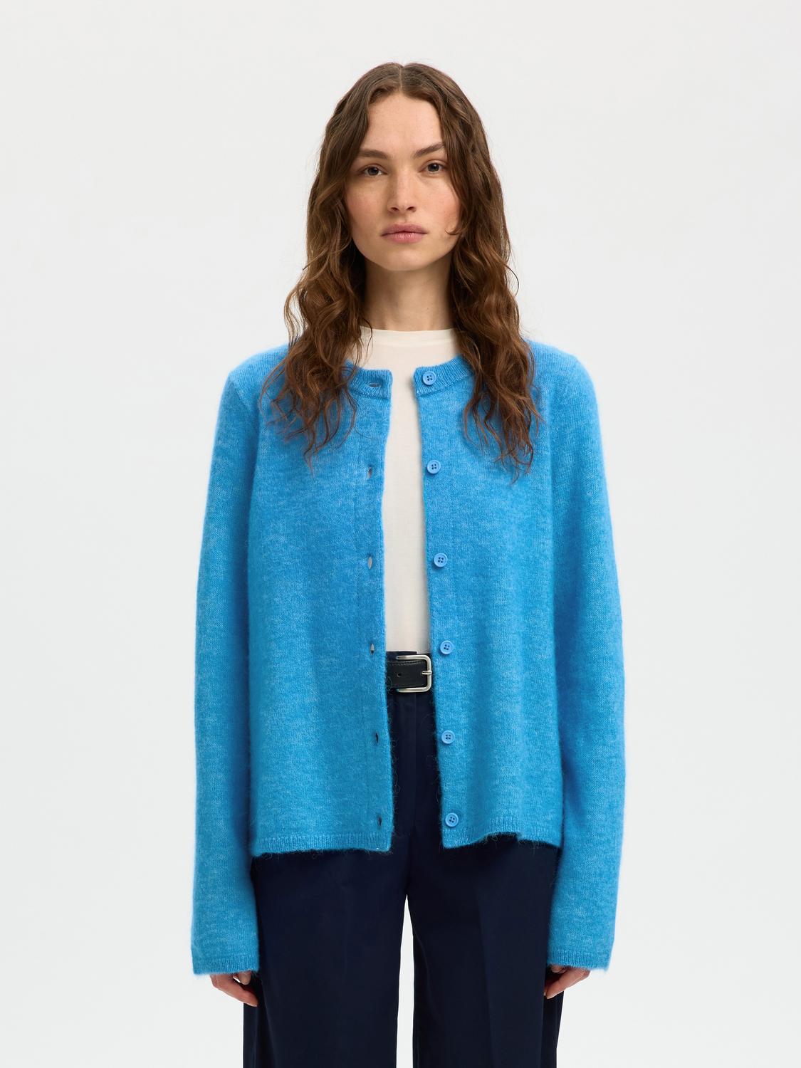 Slwlulu New Ls Knit Cardigan Noos Blå
