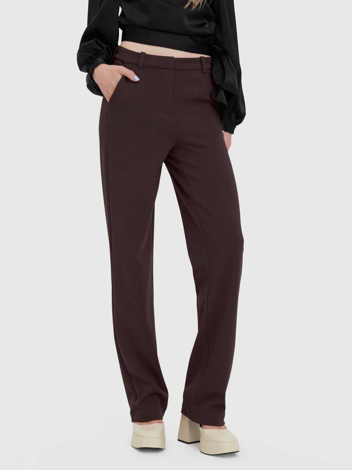 Vmzamira Mw Slim Straight Pant Noos Brun